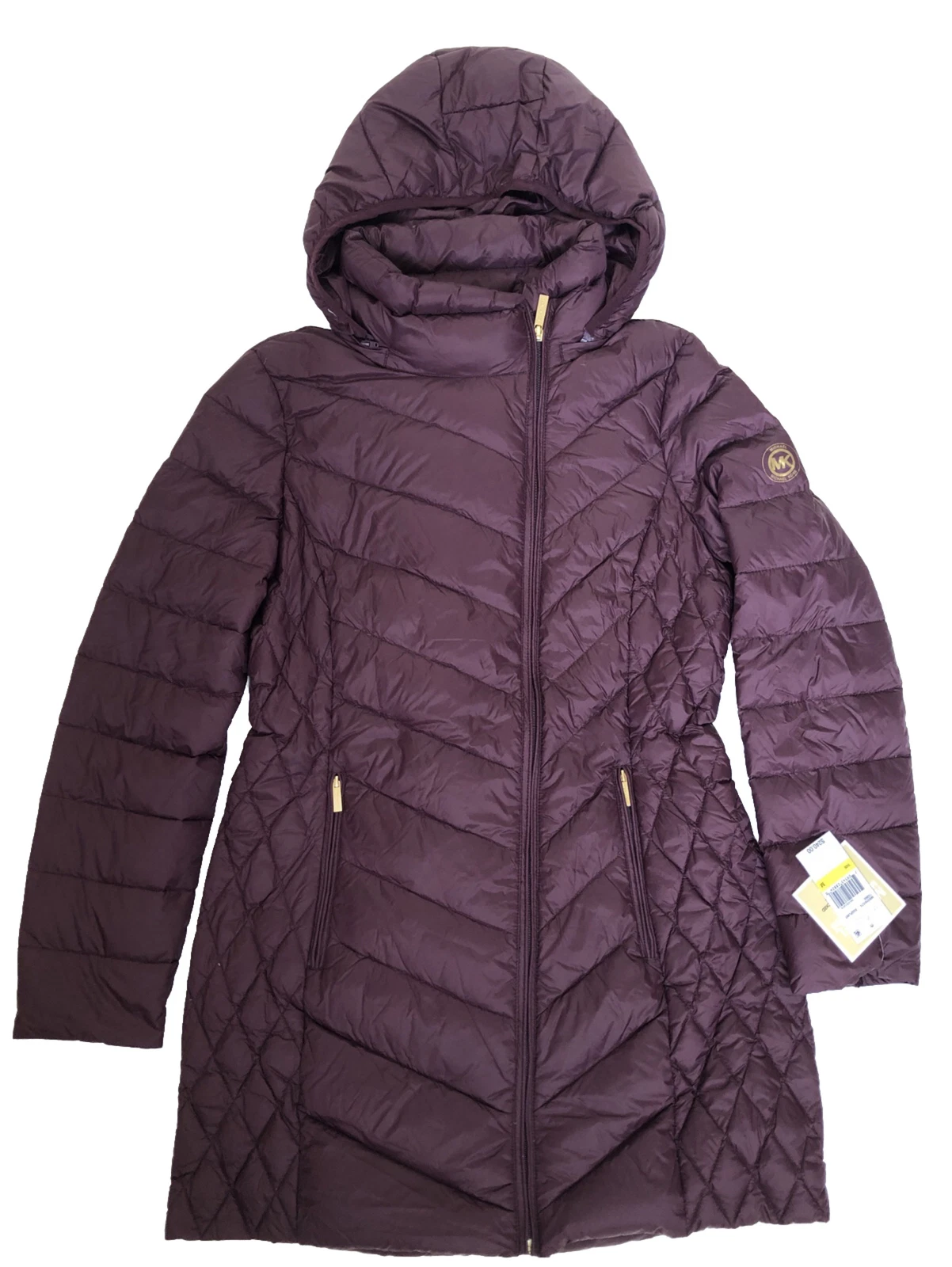 Cappuccio trapuntato donna Michael Kors confezionabile M me melanzane viola $240