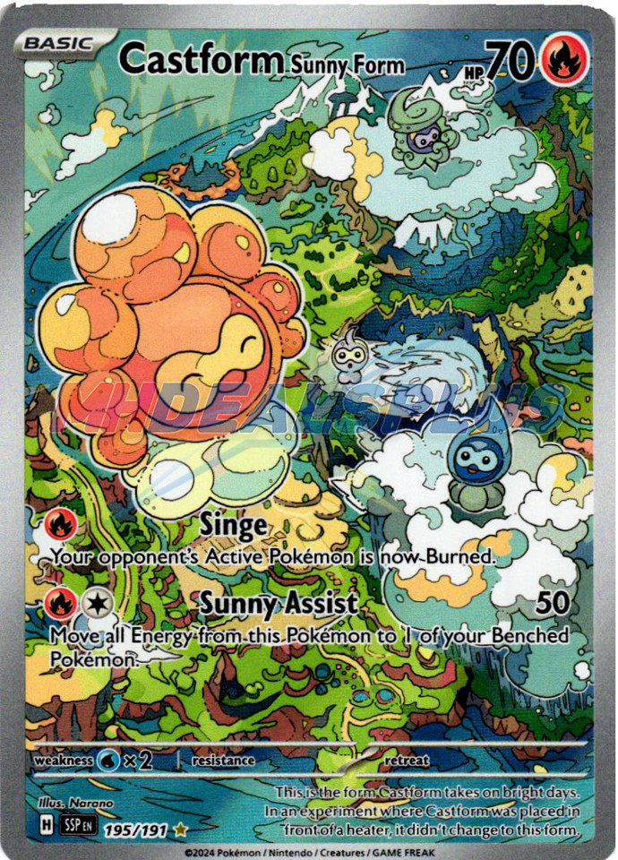 castform pokemon card value Amazon.com: Pokemon - Castform Sunny Form 195/191 - Surging Sparks main image 0