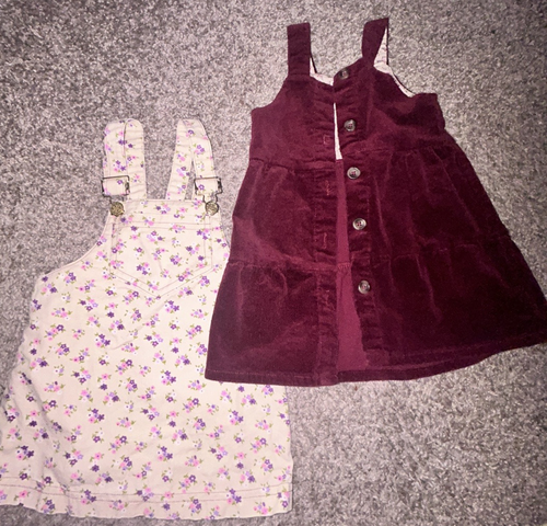Chelsea & Violet Toddler Dress Bundle (Floral Overall & Corduroy Button-Front)