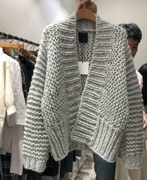Womens Lazy Style Chunky Knitted Loose Oversize Sweater Cardigans Outwear  VICT | eBay