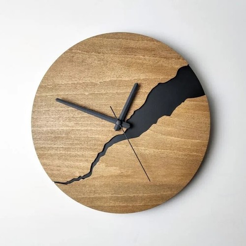 Silent Unique Wood Minimalist Wall Clock Modern Wall Clock with Numbers Handmade