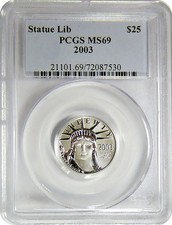 2003 Platinum Eagle $25 1/4oz PCGS MS69 Gem Brilliant Uncirculated