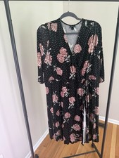 Torrid Size 3 Black Formal Polka Dot Wrap Dress