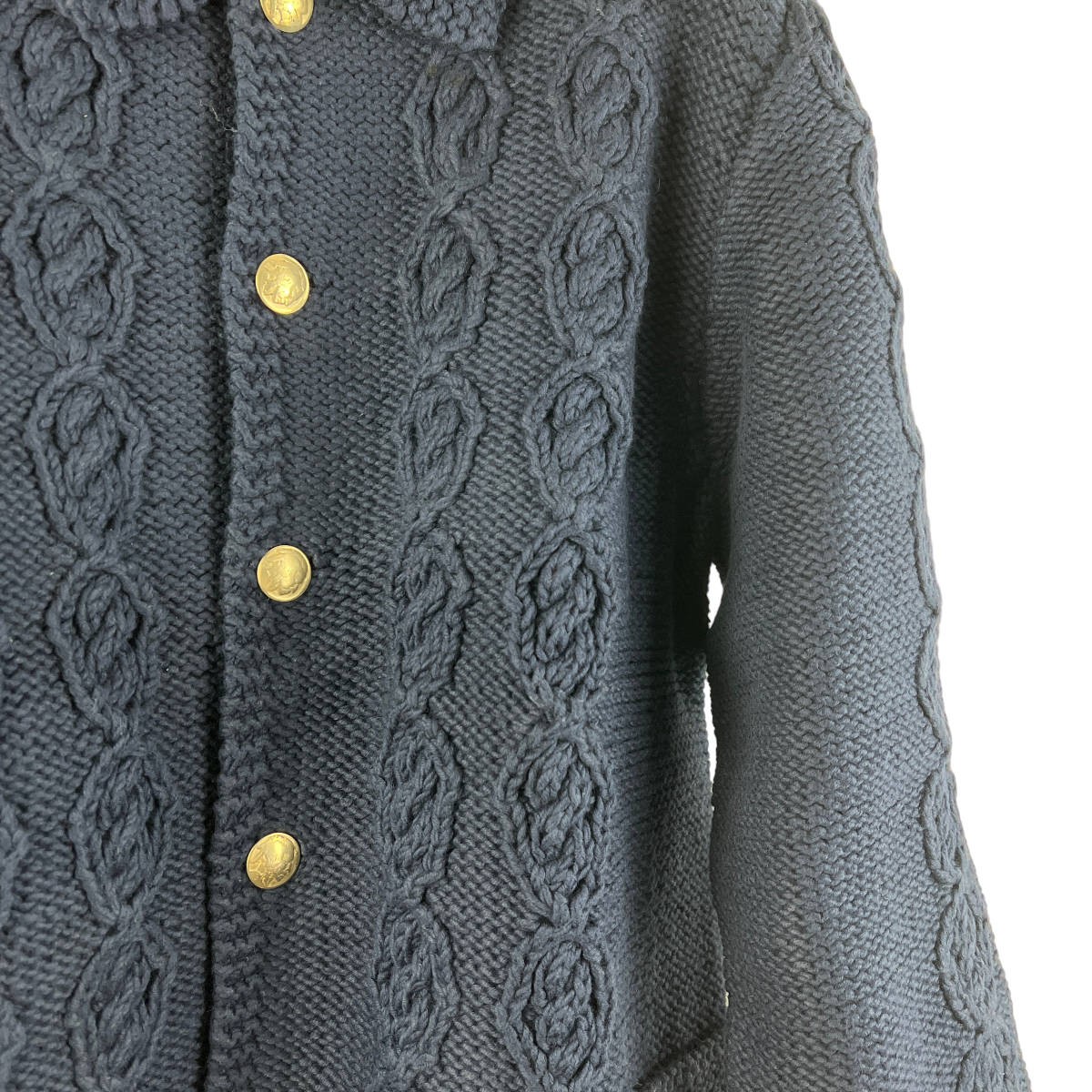 Visvim Knit Jacket Twist Chain Pattern Blue Mens … - image 3