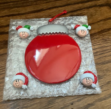 Christmas Tree Ornament Personalized Family of 4 Red Ball Customizable