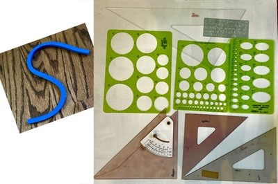 VTG Drawing Drafting Tools Triangles (incl Adj), Circle, Oval, Letter/#'s, Curve