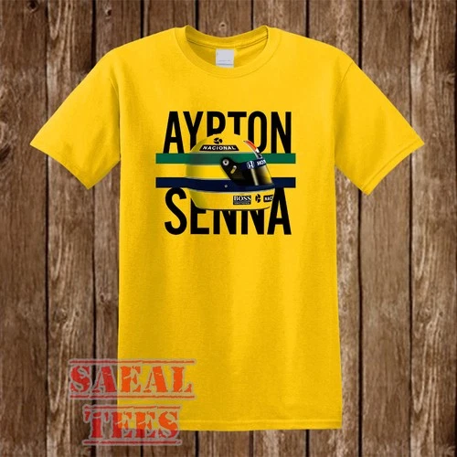 Ayrton Senna Brazilian Brazil Racing Legend Men's Yellow Size S-5XL