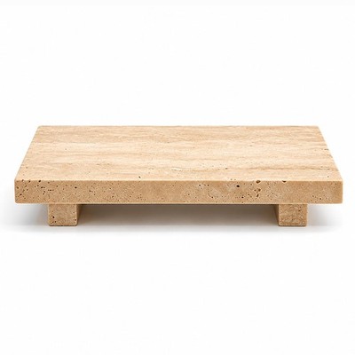 Natural Travertine Pedestal Tray, Stone Vanity Riser for Soap, Perfume, Jewel...