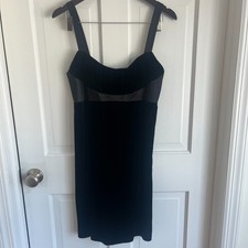 Black Velvet & Satin Cocktail Dress Laundry by Design SZ 6 Noir Essential Y2K