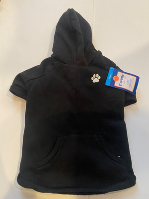 Top Paw Basic Dog & Cat fleece solid Hoodie, Black, Small hood + pocket