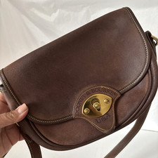 Dooney  Bourke Gundelta Saddle Bag Crossbody Leather Brown Vintage Equestrian