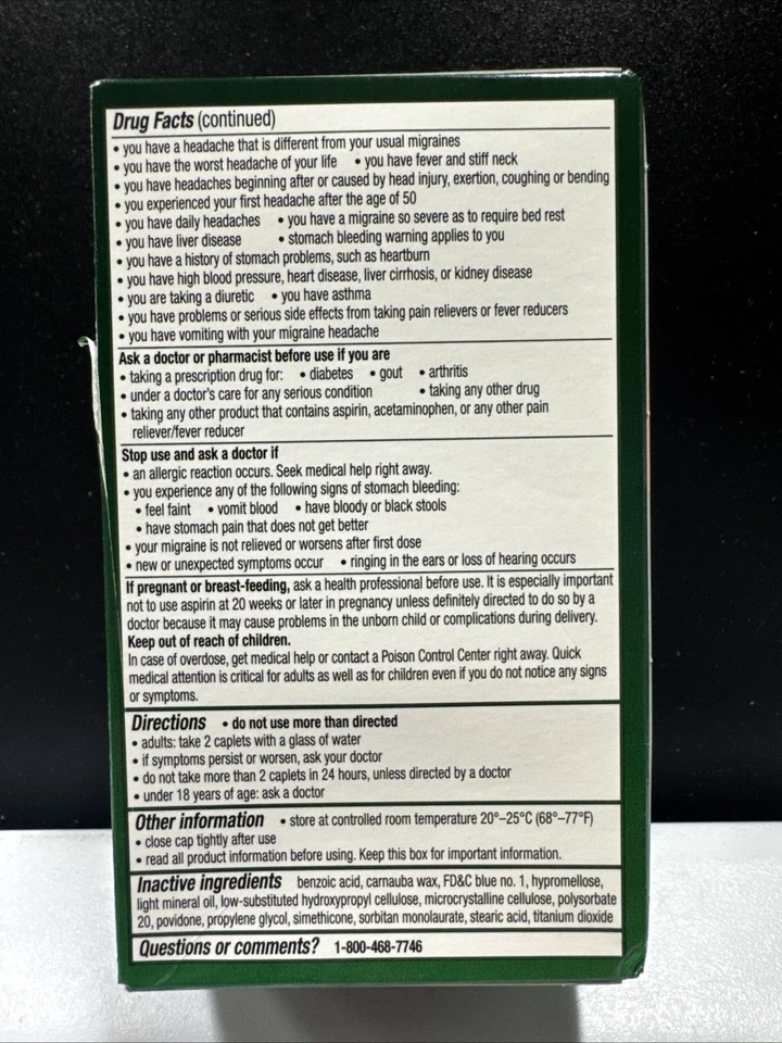 (Nuevo Stock) Excedrin Alivio del Dolor de Migraña - 200 Cápsulas - Exp. 10/2027 Foto 3 de 4