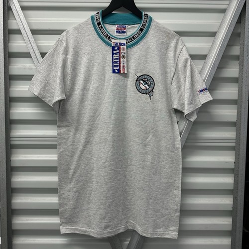 Vintage Florida Marlins Trench T Shirt Made In USA Uomo M Grigio MLB SnapBack MIA - Foto 2 di 5