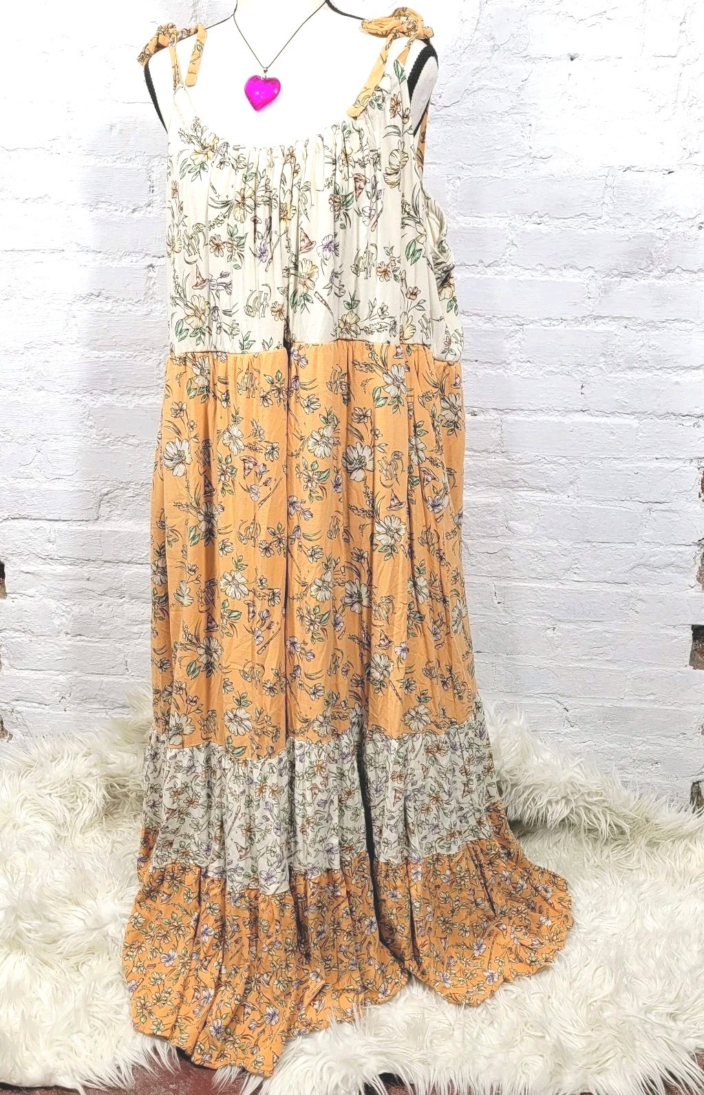 Torrid Women Peach Harry Potter Tiered Ruffled Cottagecore Maxi Dress 5X