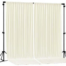 Ivory Backdrop Curtain Wrinkle Polyester Photography Drapes 8x10 FT 2 Panels