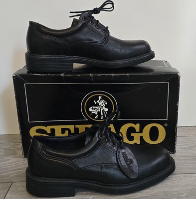 Seabago Hemingway Herren Leder Schuhe schwarz Schnürschuhe Größe 7 UK