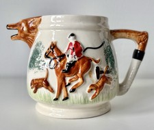 English Fox Hunt Relief Jug Wade Style Hunting Scene Fox Spout