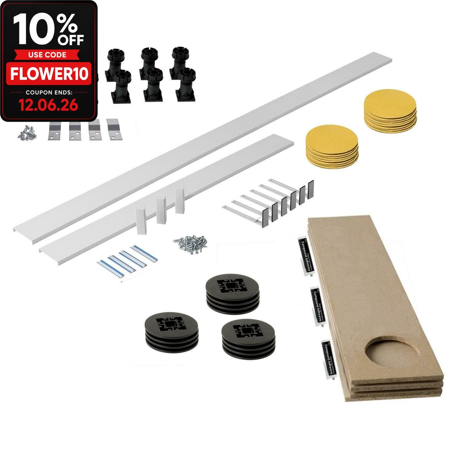 Shower Tray Panel Riser Kit Square/Rectangle Trays 2000mm Board Plinth Feet