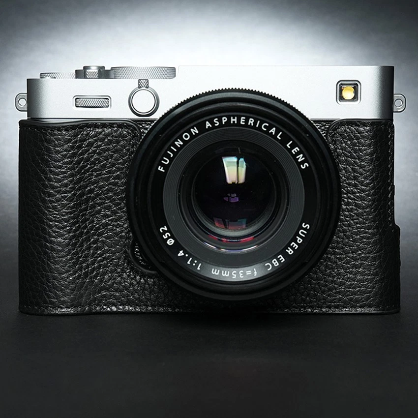 Funda de cuero hecha a mano para cámara media cubierta bolsa base protectora para Fujifilm X-E5 Foto 3 de 4