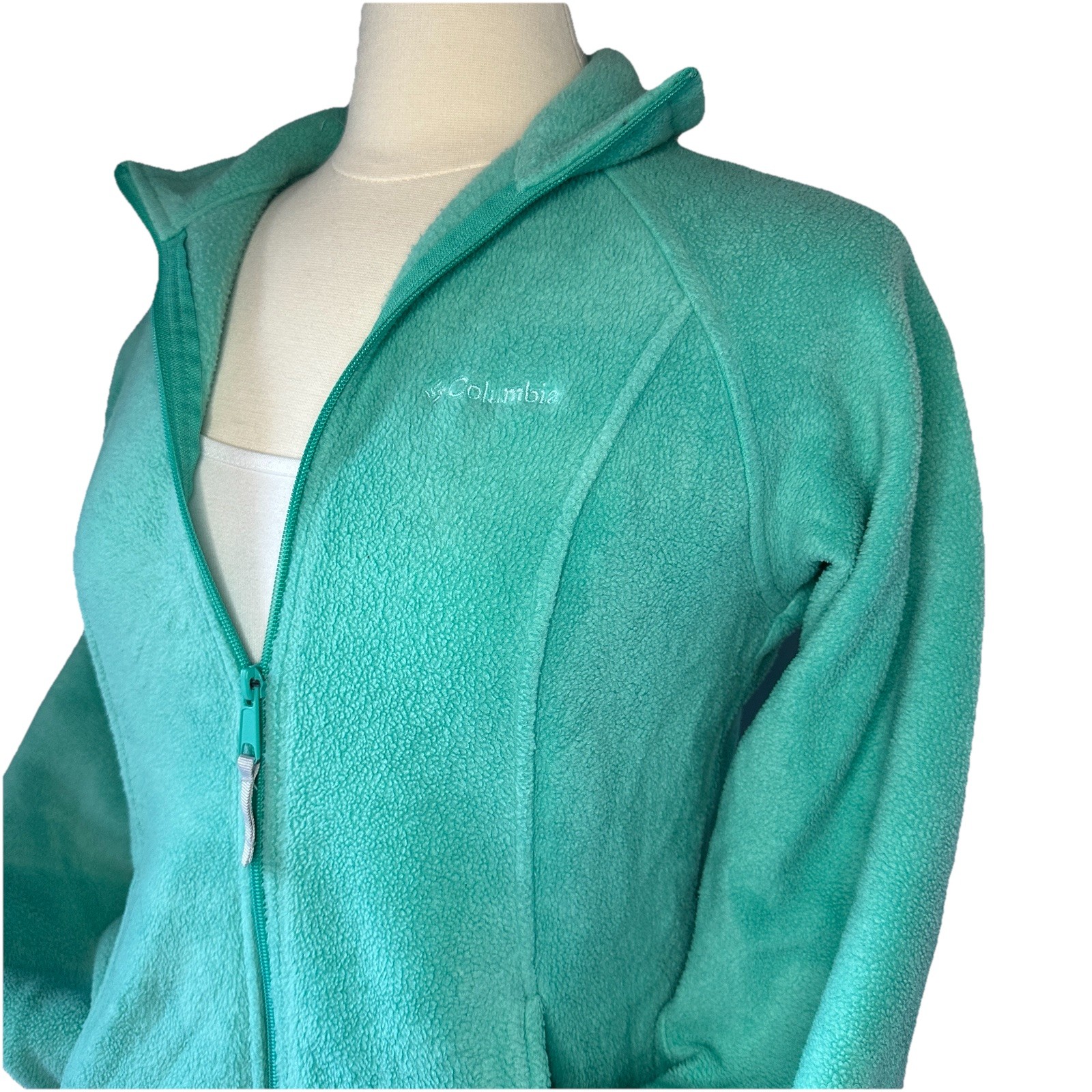 Columbia Full Zip Fleece Jacket Women’s Mint Green Teal Lightweight Size Small thumbnail 2