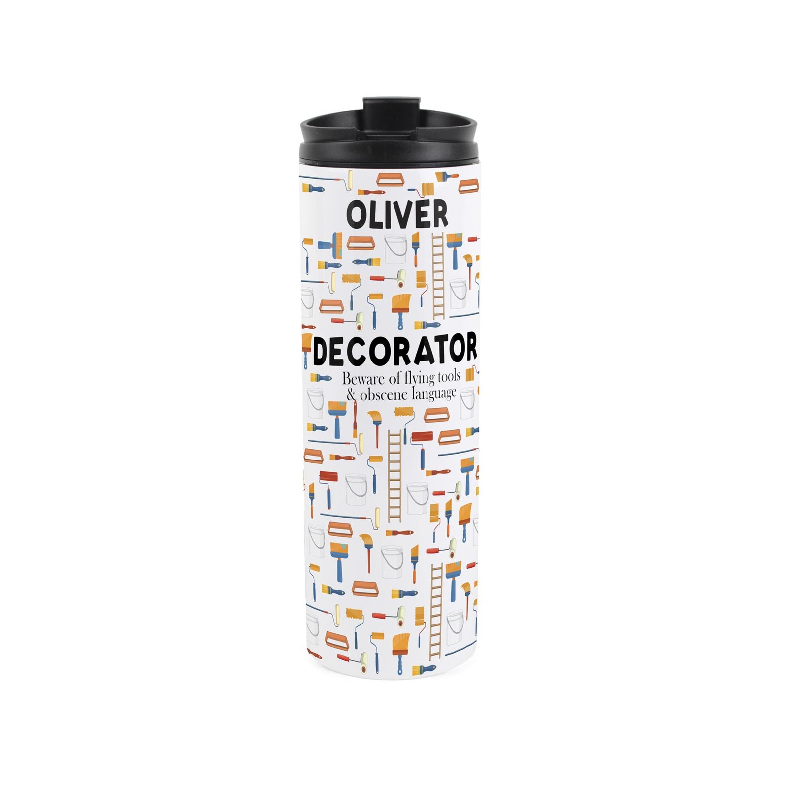 Personalised Decorator Travel Flask - Reusable Stainless Steel Tumbler Gift