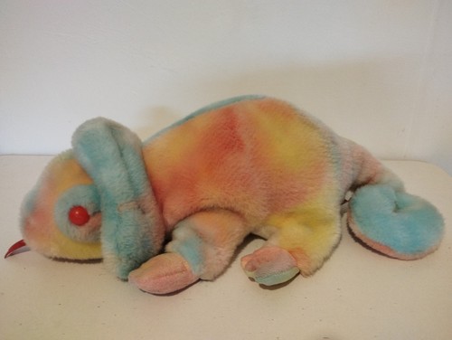 Ty Beanie Baby Rare, Rainbow the Chameleon, 1999, Pastel Rainbow Tie Die, 15" - Picture 21 of 22