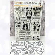 Simon Says Stamp PARTY LIKE A PANDA Birthday Bear 6x8 Rubber Stamps Dies