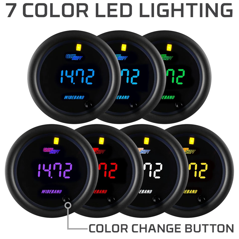 GlowShift Cara Negra Banda Ancha Digital Relación Aire/Combustible Medidor AFR con Registro de Datos Foto 4 de 4