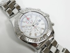BREITLING Super Avenger A13370 Chronograph Date Automatic Watch White w/Warranty