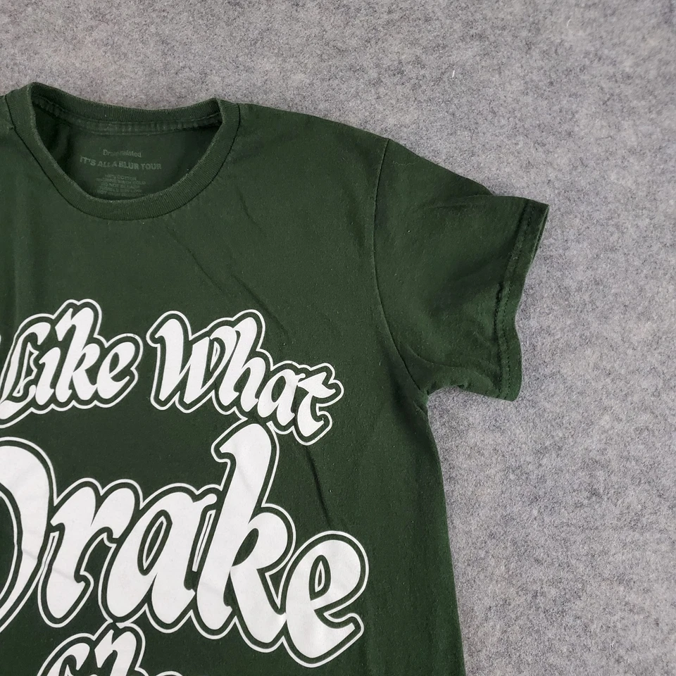 Camisa Drake Its All A Blur Tour Para Hombre Pequeña Verde Cuello Redondo Manga Corta Elastizada Foto 4 de 4