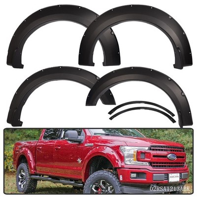 4PCS WHEEL FENDER FLARES COVERS BOLT-ON POCKET RIVERTED FIT FOR FORD F150 15-17