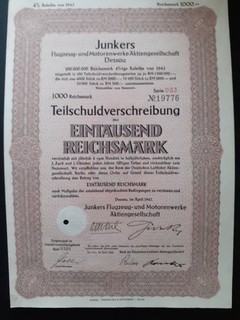 Junkers Flugzeugwerke Dessau 1.000 RM TSV 1942