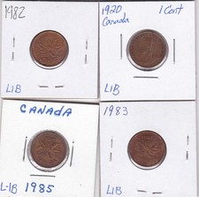 1920,1982,1983 and 1985 Canadian Cents L1B