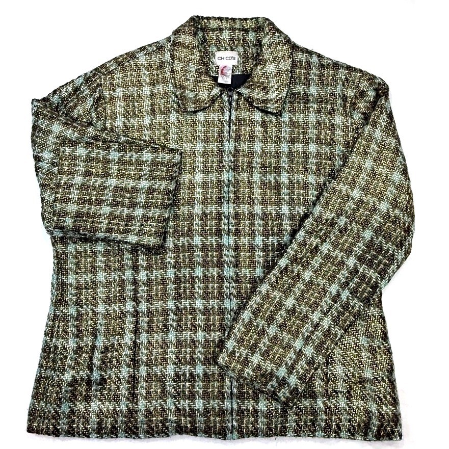 Chicos Houndstooth Pattern Jacket Womens Size 3 Z… - image 2