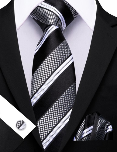 Classic Mens Tie Paisley Floral Striped Necktie Hankie Cufflinks Set Wedding USA - Picture 218 of 250