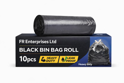 100 SCHWERLAST SCHWARZ MÜLLSÄCKE MÜLLBEUTEL ROLLEN MÜLLEIMER EINLAGEN | HERGESTELLT IN BRITISH