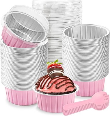 5 OZ Mini Loaf Pans with Lids Small Cake Containers Baking Cups for Pudding