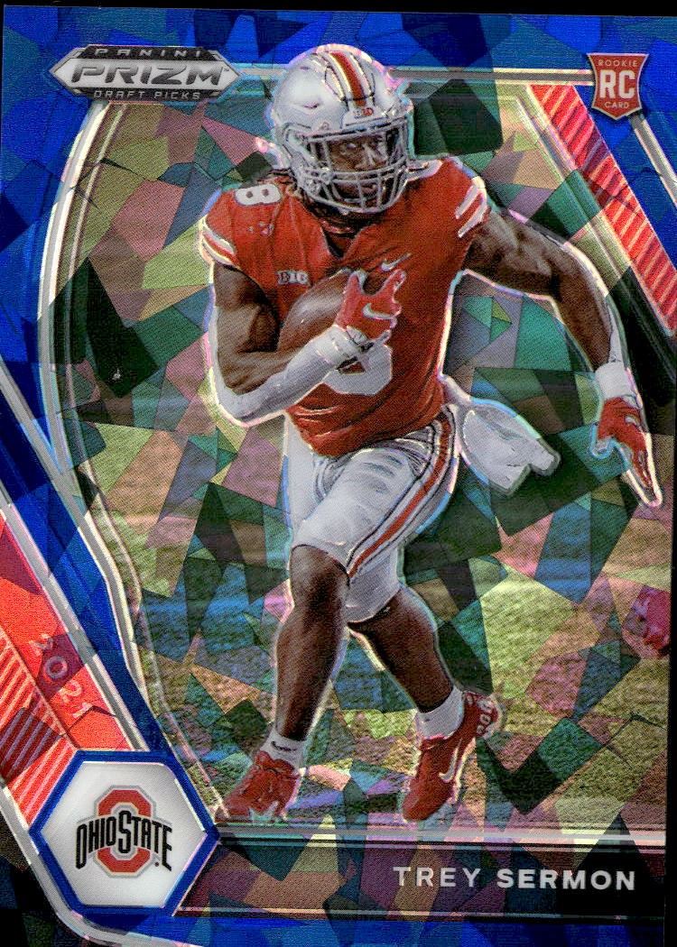 2021 Panini Prizm Draft Picks Collegiate #159 Trey Sermon Blue Ice #/99