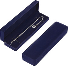 2 Pieces Long Velvet Jewelry Chain Necklace Gift Box Set, Bracelet Storage Case,