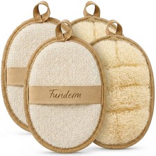 Natural Loofah Sponge, Exfoliating Body Scrubber, Shower Loofah, 4 Count