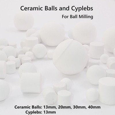Ceramic Balls and Cylpebs, for ball milling, Alumina, 6mm-60mm size, 1kg-25kg