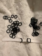 60 pieces black coated metal bra strap adjuster slide o ring rings 1/4"