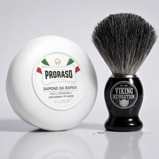 PRORASO Sapone Da Barba White Shaving Soap Badger Brush Set Sensitive Skin Gift