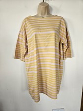 Marimekko Uniqlo Yellow & Pink Breton Striped Short Sleeve Tunic Top L T-Shirt