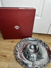 Arthur Court Vintage 2002 Chip And Dip Tray Magnolia Flower Aluminum