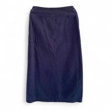 Vintage White Stag Side Buckle Midi Skirt Women's 10 Navy Blue 100 Cotton NWT