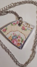 Handmade Pendant Necklace Pastel Roses Made From LIMOGES China