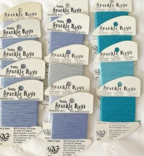 Rainbow Gallery Needlepoint Embroidery Threads Lot of 14 Sparkle Rays Blues New