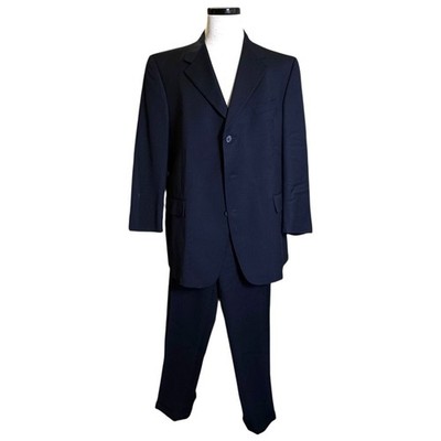 Hart Schaffner Marx Suit Mens 44R Pinstripe Wool Blazer Pants USA Union Made