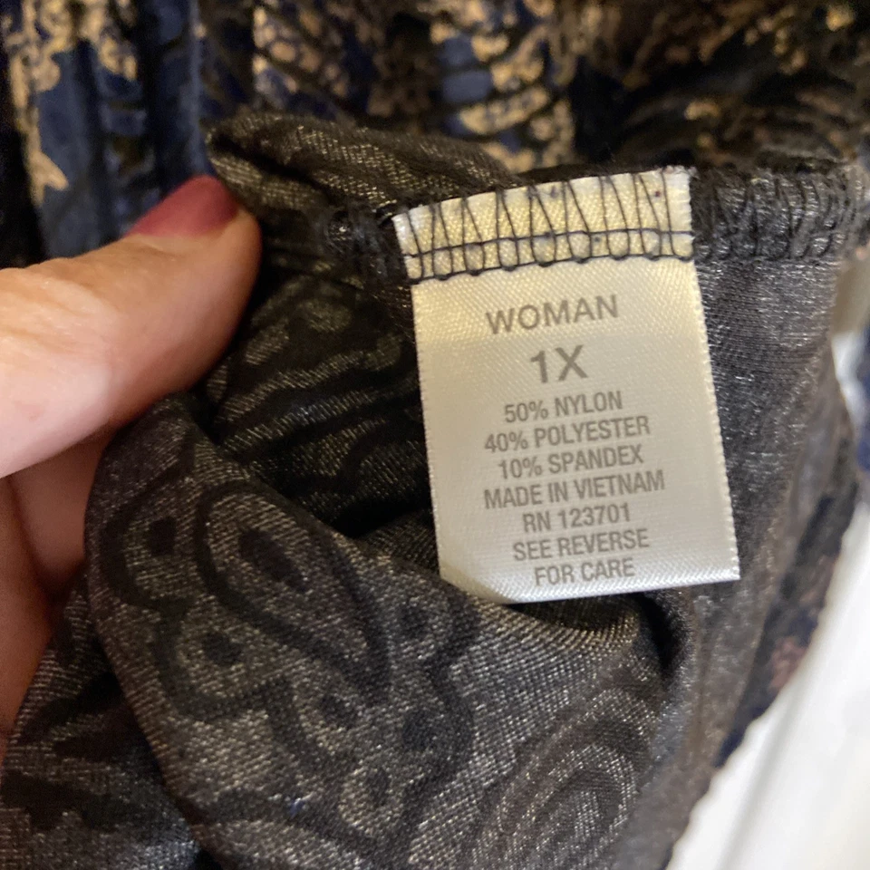 Женский 1 X синий черный бархат выгорания собранными в Рюш Топ украшенный центр медальон - Изображение 4 из 4